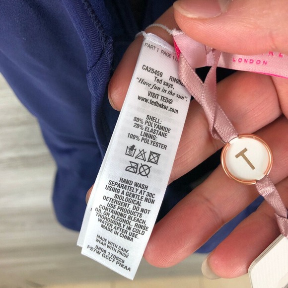 TED BAKER NWT $149 HALTER PIKAA ONE PIECE SWIMSUIT NAVY SIZE 10 US - Picture 11 of 12